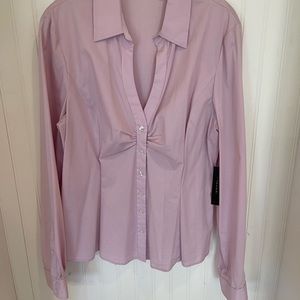 T Tahari Light Pink Blouse with Gathered Waist
